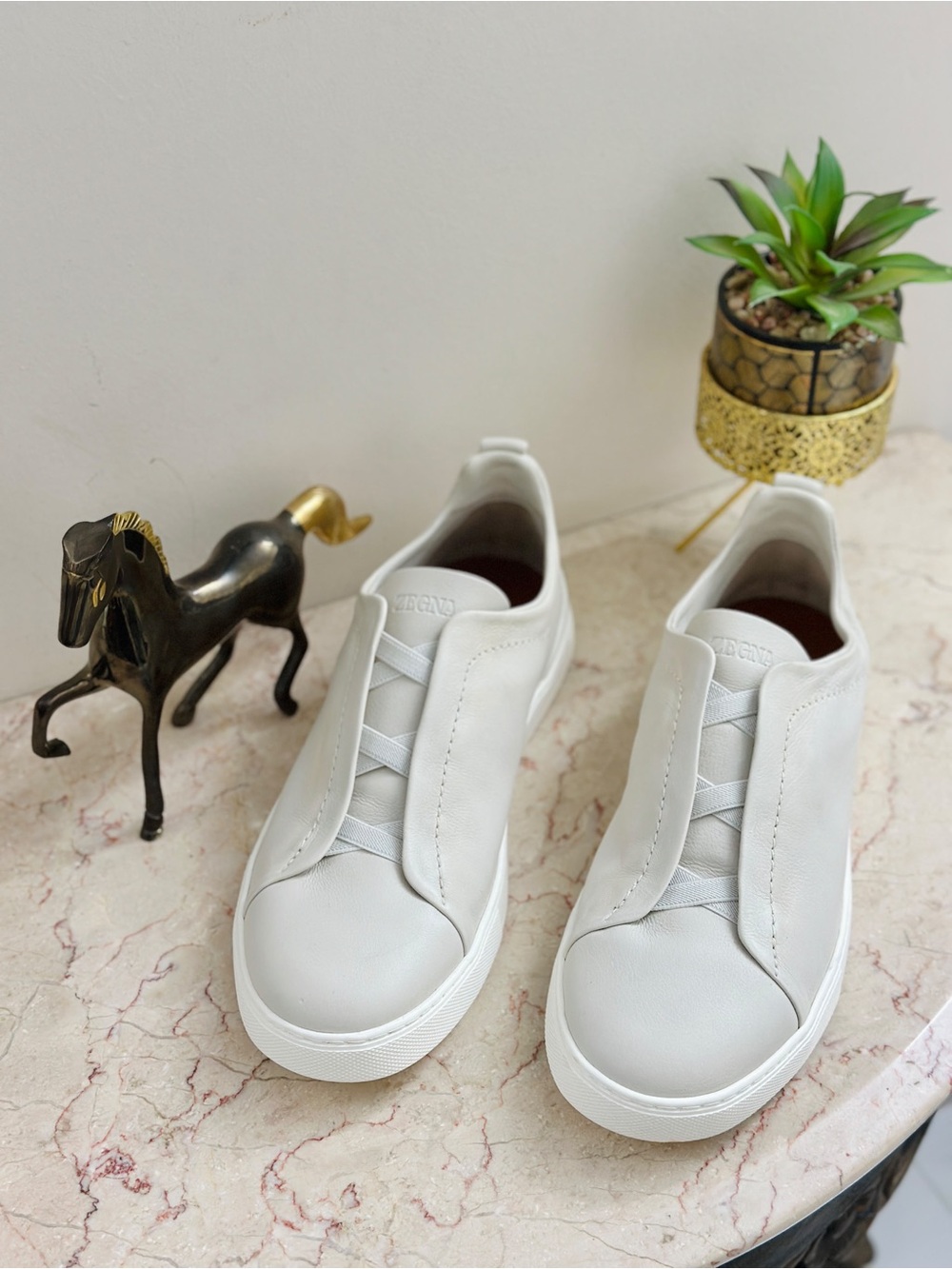 Men's White Slip-On Athletic Sneakers